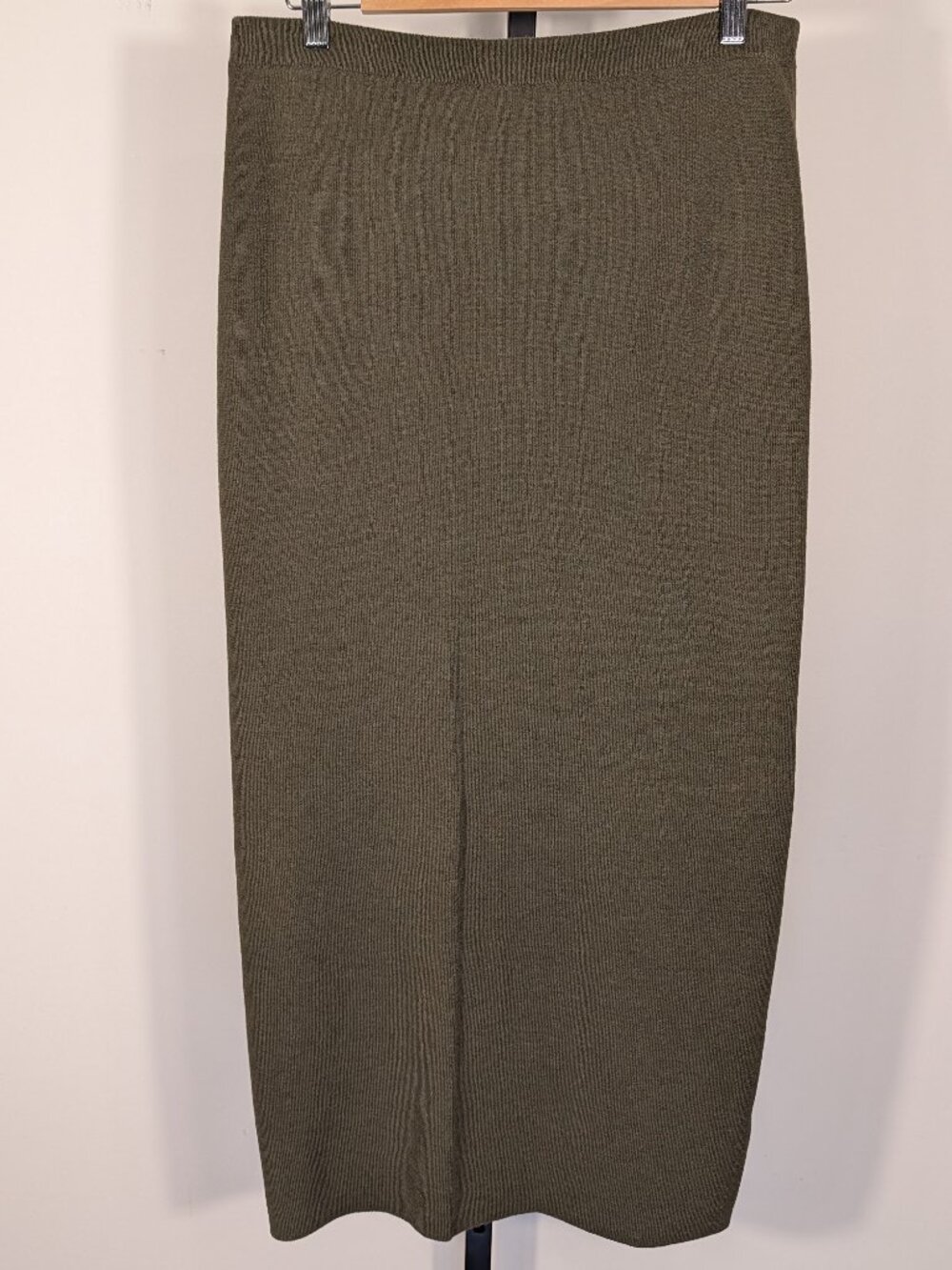 Eileen Fisher 100% Wool Column Midi Skirt Sage Green Olive | Sz M